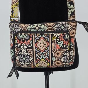 Vera Bradley Black Quilted Crossbody with Multicolor Floral Motif